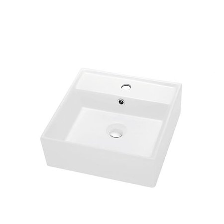 DAWN Dawn CASN109019 Contemporary Vessel Above-Counter Square Ceramic Art Basin with Single Hole for Faucet & Overflow CASN109019